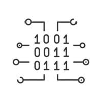 binaire code lineaire pictogram. dunne lijn illustratie. digitale gegevens. computergebruik. contour symbool. vector geïsoleerde overzichtstekening