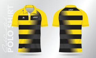 geel polo overhemd Jersey mockup sjabloon ontwerp. sport uniform in voorkant visie, terug visie. vector