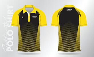 geel polo overhemd Jersey mockup sjabloon ontwerp. sport uniform in voorkant visie, terug visie. vector