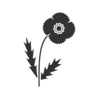 klaproos bloem glyph pictogram. silhouet symbool. negatieve ruimte. vector geïsoleerde illustratie