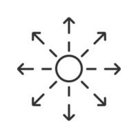 het verspreiden van lineaire pictogram. dunne lijn illustratie. distributie abstracte metafoor contour symbool. vector geïsoleerde overzichtstekening