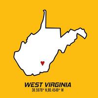 vector van west Virginia kaart met liefde, perfect voor afdrukken, verschijnen, symbool, enz