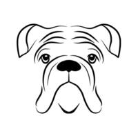 hond ras bulldog hoofd, gerimpeld gezicht, vector illustratie
