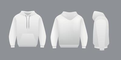 blanco wit capuchon sjabloon. lang mouw sweatshirts sjabloon met knipsel pad, Jeetje voor het drukken vector