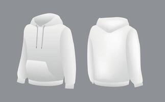 blanco wit capuchon sjabloon. lang mouw sweatshirts sjabloon met knipsel pad, Jeetje voor het drukken vector