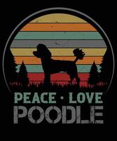 vrede liefde poedel t-shirt ontwerp vector