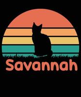 savanne kat zonsondergang t-shirt ontwerp vector