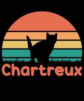 chartreux kat zonsondergang t-shirt ontwerp vector