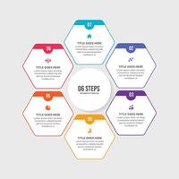 zeshoekig ronde infographic sjabloon ontwerp met 6 opties vector