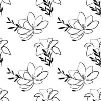 naadloos patroon, contour bloemen, bladeren en planten in pastel tinten. abstract achtergrond voor textiel, afdrukken. vector