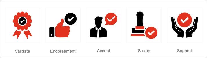 een reeks van 5 vinkje pictogrammen net zo valideren, aanbeveling, aanvaarden vector