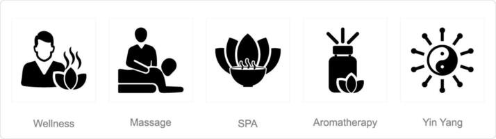 een reeks van 5 beautyandspa pictogrammen net zo welzijn, massage, spa vector