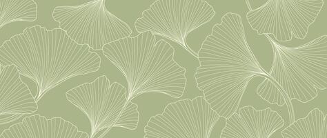 abstract gebladerte lijn kunst vector achtergrond. blad behang van tropisch bladeren, blad tak, ginkgo, fabriek in hand- getrokken patroon. botanisch oerwoud geïllustreerd voor banier, afdrukken, decoratie, kleding stof.