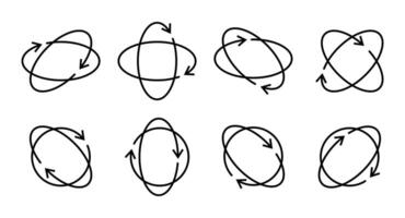 360 mate omwenteling cirkel icoon set. lijn kunst vector geïsoleerd Aan wit achtergrond. gemakkelijk en modern ontwerp