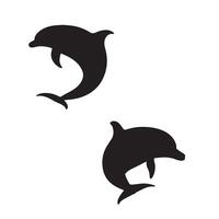 zwart vector silhouet dolfijn vis reeks illustratie wit achtergrond
