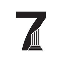 zonder serif aantal 7 pijler wet logo vector
