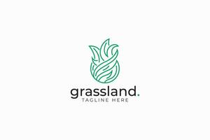 grasland logo veld- landschap bodem gras weide groen natuur abstract teken symbool vector