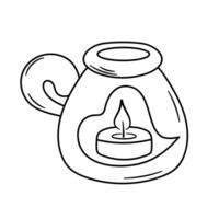 aroma lamp met kaars voor spa en aromatherapie. hand- getrokken tekening vector illustratie.