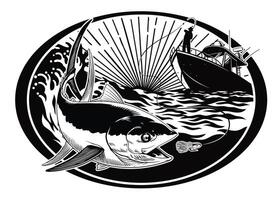 visser vangen tonijn vis ontwerp illustratie zwart en wit vector