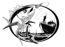 visser vangen tonijn vis overhemd ontwerp wijnoogst vector