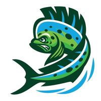 mahi-mahi vis mascotte logo illustratie vector