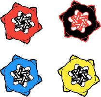 vier verschillend gekleurde bloemen met een ster in de centrum vector