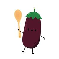 aubergine Aan wit achtergrond. aubergine karakter ontwerp. vector