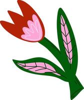 een tekenfilm bloem met roze en rood bloemblaadjes vector