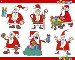stripfiguren van de kerstman ingesteld op kersttijd vector