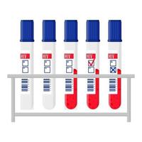 vectorstandaard en reageerbuisjes met bloedonderzoek voor hiv. vector