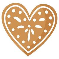 kerst feestelijk hart peperkoek koekje bedekt met wit glazuur. vector