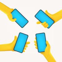 groep mensen met smartphones. communicatieconcept. komische 3D-stijl vectorillustratie vector