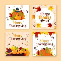 Thanksgiving-kaartachtergrond, Thanksgiving-sjabloon voor sociale media vector