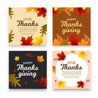 Thanksgiving-kaartachtergrond, Thanksgiving-sjabloon voor sociale media vector