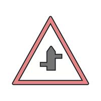 Vector Minor Cross Roads van rechts naar links verkeersbord pictogram