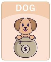 alfabet flashcard met schattige hond stripfiguur. vector