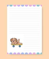 plannerpagina en takenlijst met schattige hond. cartoon vectorillustratie. vector