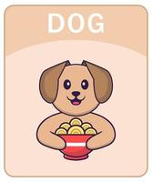 alfabet flashcard met schattige hond stripfiguur. vector