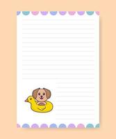 plannerpagina en takenlijst met schattige hond. cartoon vectorillustratie. vector