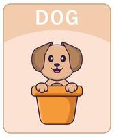 alfabet flashcard met schattige hond stripfiguur. vector