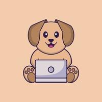 schattige hond cartoon karakter vectorillustratie. vector