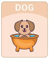 alfabet flashcard met schattige hond stripfiguur. vector