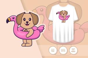 schattige hond stripfiguur. prints op t-shirts, sweatshirts, hoesjes voor mobiele telefoons, souvenirs. geïsoleerde vectorillustratie. vector