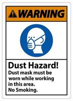 waarschuwing niet roken bord stofgevaar stofmasker moet worden gedragen tijdens het werken in dit gebied vector