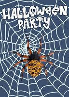 posterreclame voor halloween met een spin op een spinnenweb vector