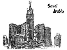 saoedi-arabië schets briefkaart hoge wolkenkrabber vector