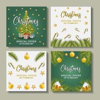 set van media sociale kerst verkoop post ontwerpsjabloon vector