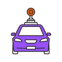 slimme auto in vooraanzicht kleurpictogram. nfc auto met dakcamera en radarsensor. intelligent voertuig. zelfrijdende auto. autonome auto. voertuig zonder bestuurder. geïsoleerde vectorillustratie vector