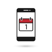 mobiele telefoon plat ontwerp icoon met kalender icoon met de datum vector