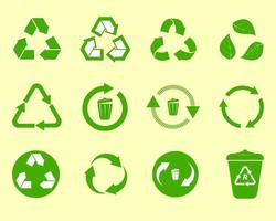 recycle volledig ingesteld pictogram in groene kleur, geschikt voor product, onderwijs, enz. door vector